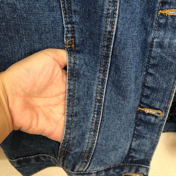 BOOM BOOM JEANS Womens Large Denim Jean Jacket Fishnet Cutouts Destroyed NWOT - Picture 9 of 14